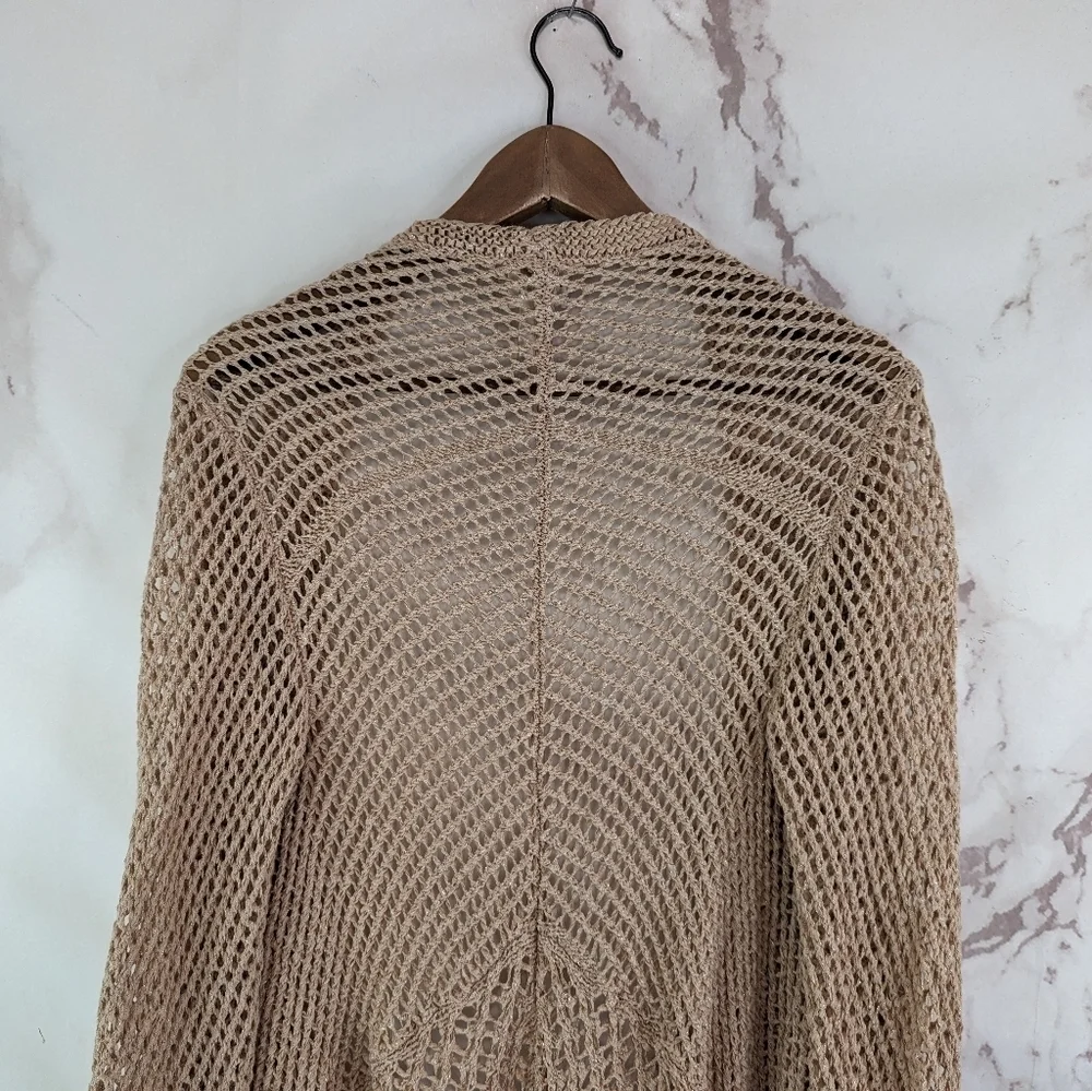 Chicos Cardigan Women Small 0 Pink Sparkle Sweater Metallic Fringe Long Duster